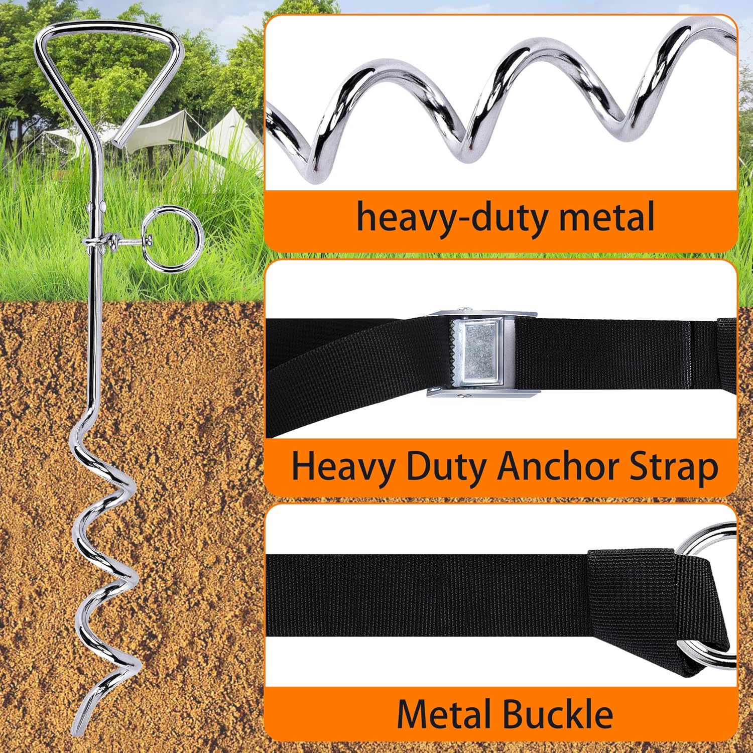 RunNico Basketball Goal Anchor - Heavy Duty Tie Down Kit with Adjustable Straps for Secure Court Setup