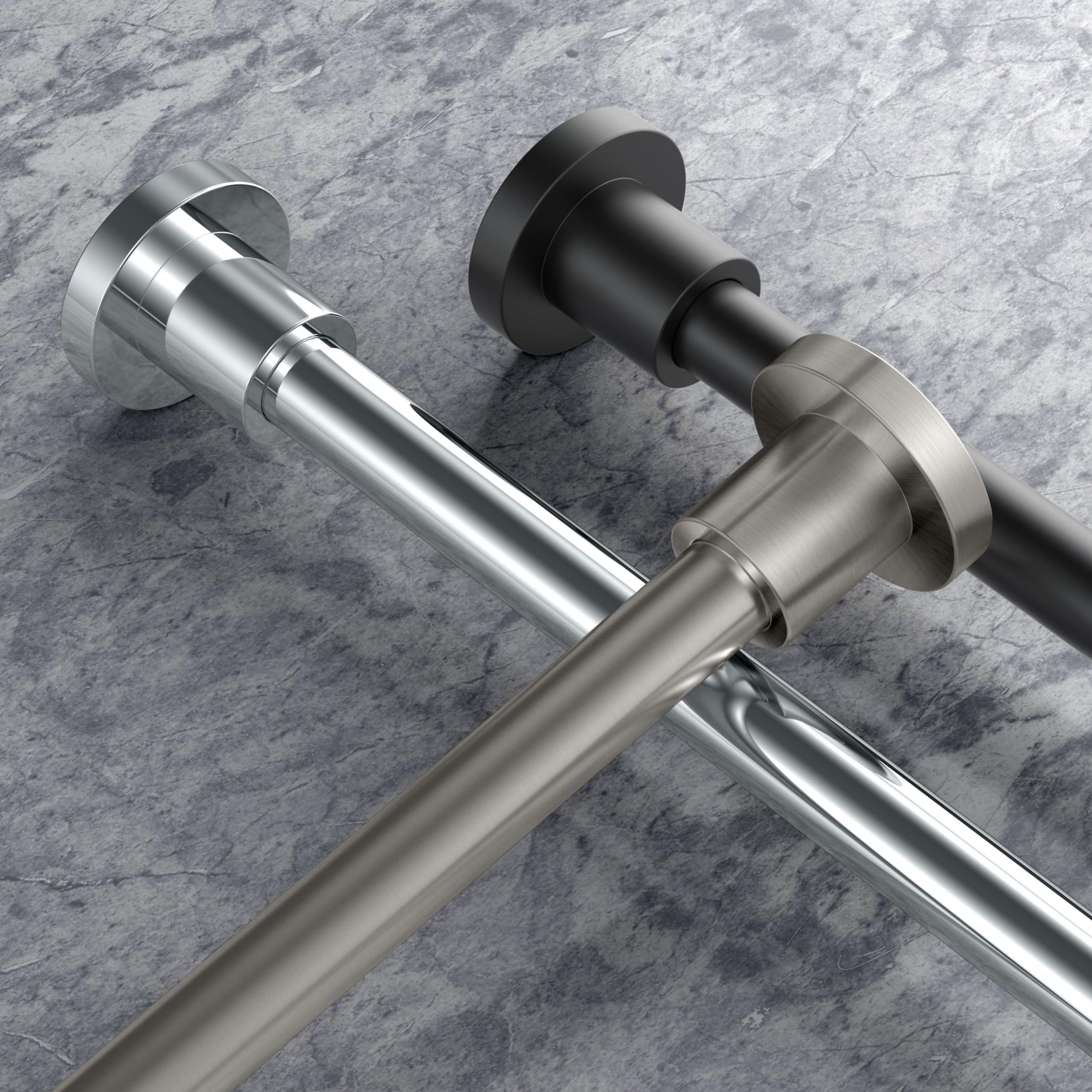 Gatco 829C Modern Minimalist Straight Shower Rod Set, 60 Inch, Chrome
