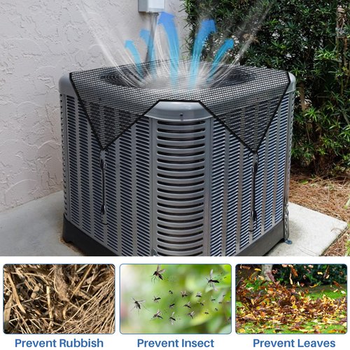 ECOOPTS 36"x36" Air Conditioner Top Mesh Cover with Bungee Cords and Leaf Guard