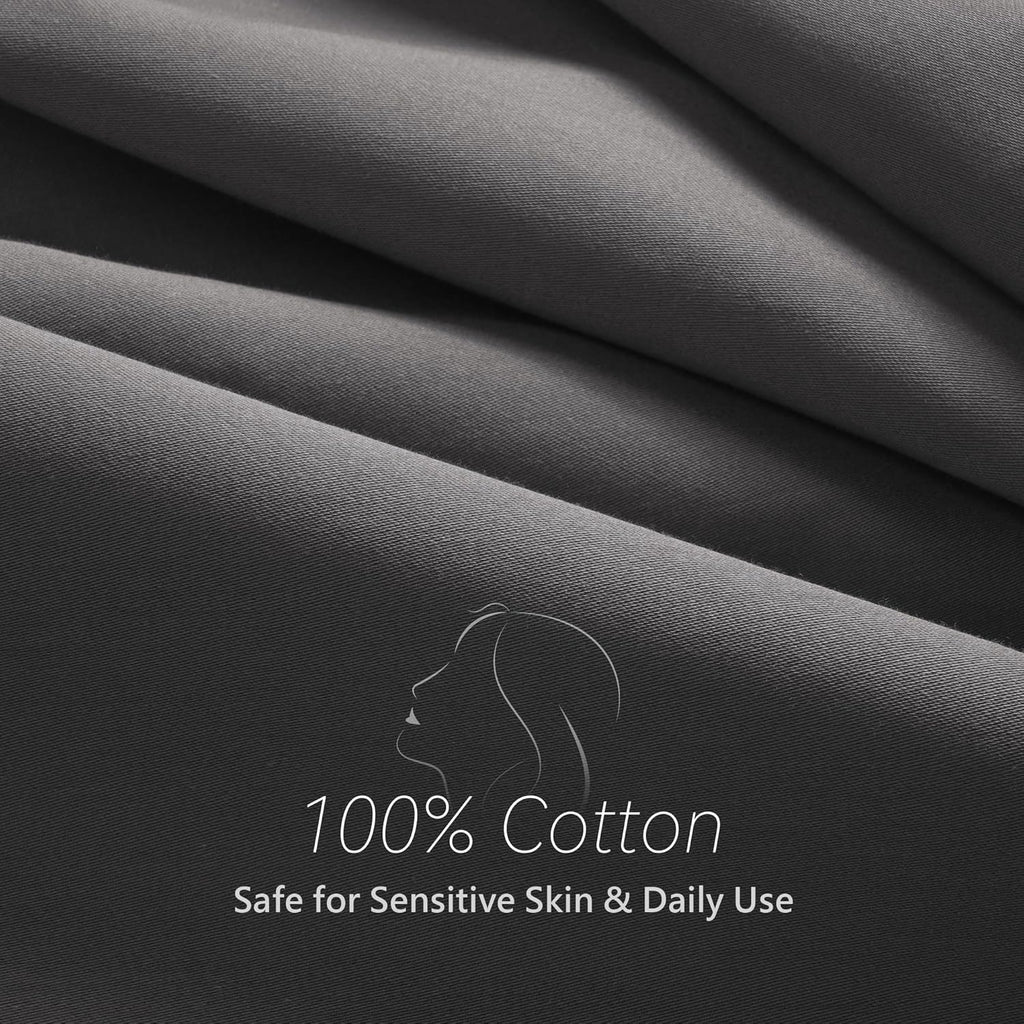 Skiennix 100% Cotton Pillowcase - Gray Queen Size with 500 Thread Count | Envelope Closure for Hair Care - 20x30 Inches