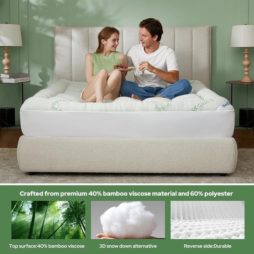 BEDLORE California King Mattress Topper - Soft Viscose Bamboo Pillow Top for Back Pain Relief | Fits 6"-18" Mattresses