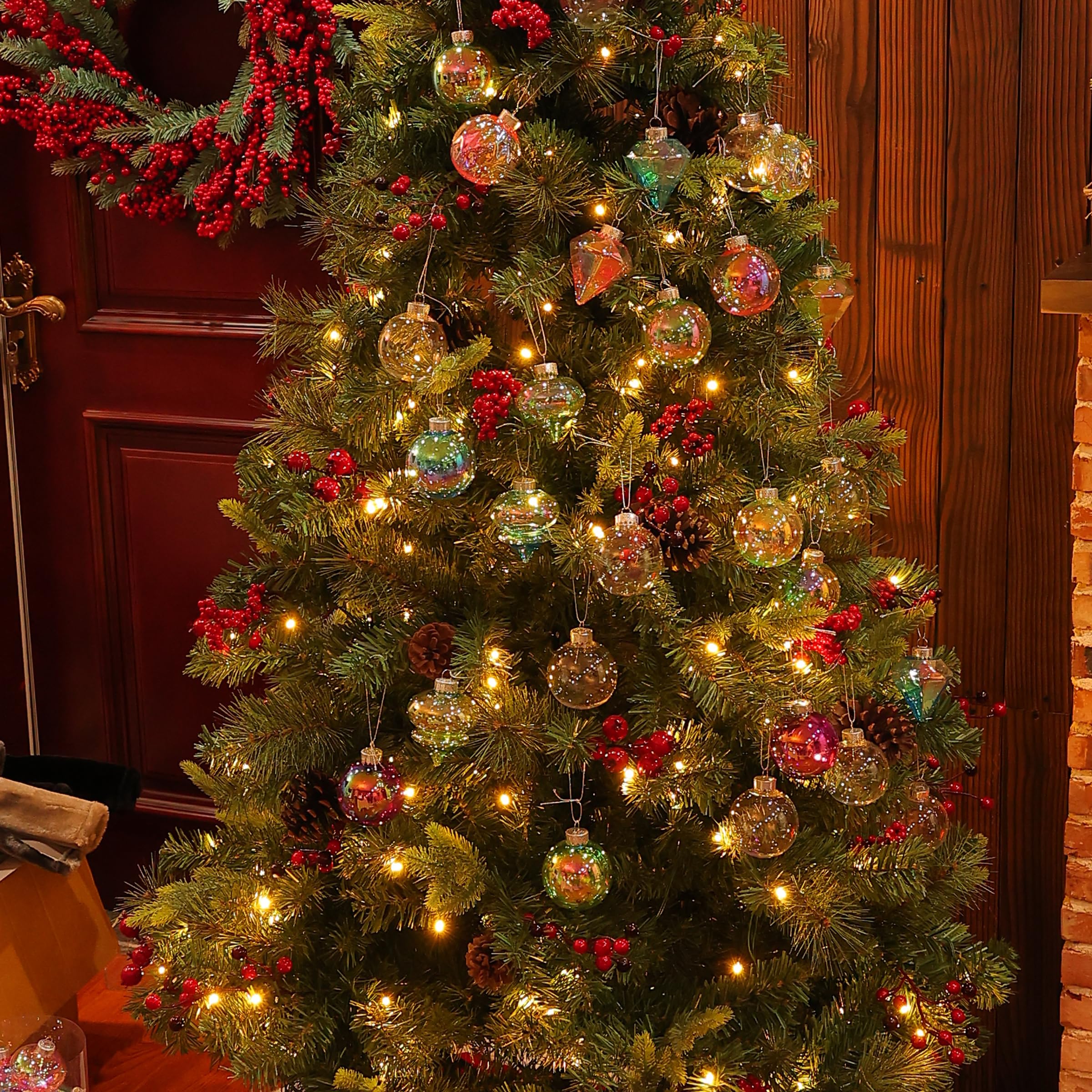 MOONET 25Pcs 2.64in Christmas Decoration Balls Shatterproof Colored Transparent Ball for Festival Wedding Home Party Decors Xmas Tree Hanging