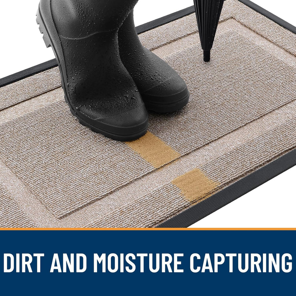 OLANLY Waterproof Front Door Mat - All-Season Indoor/Outdoor Doormat, Easy Clean, 29.5x17, Camel
