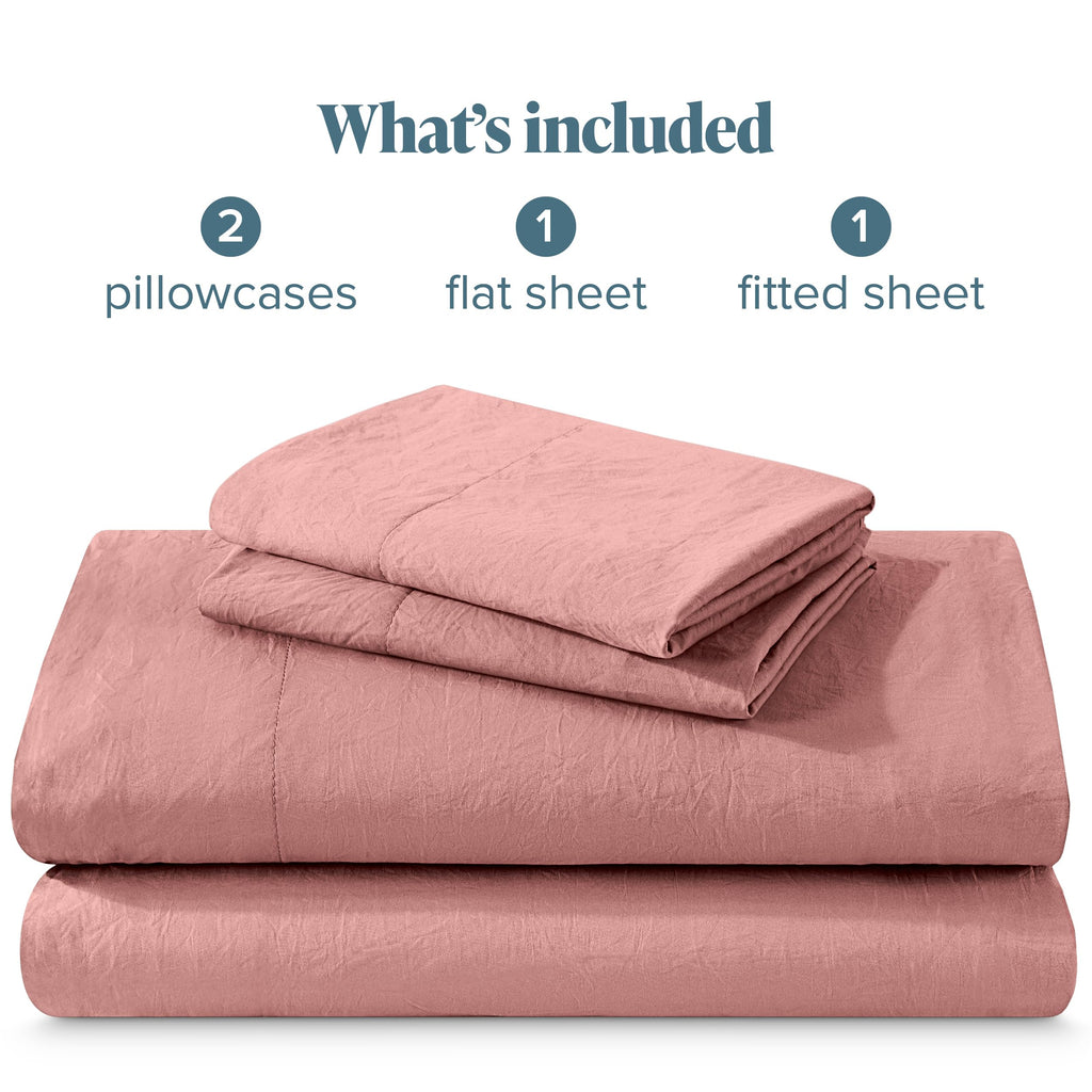 Bare Home Full Sheet Set - Luxury 1800 Ultra-Soft Stonewashed Microfiber - Brushed - Deep Pockets - Easy Fit - Breathable Bedding - Sheet Sets & Pillowcases (Full, Stonewashed Dusty Rose)