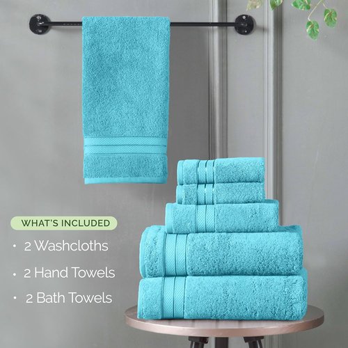 Elegant Comfort Luxury Towel Set - Premium Soft 100% Turkish Cotton, Quick-Drying | Aqua, 6-Piece Set