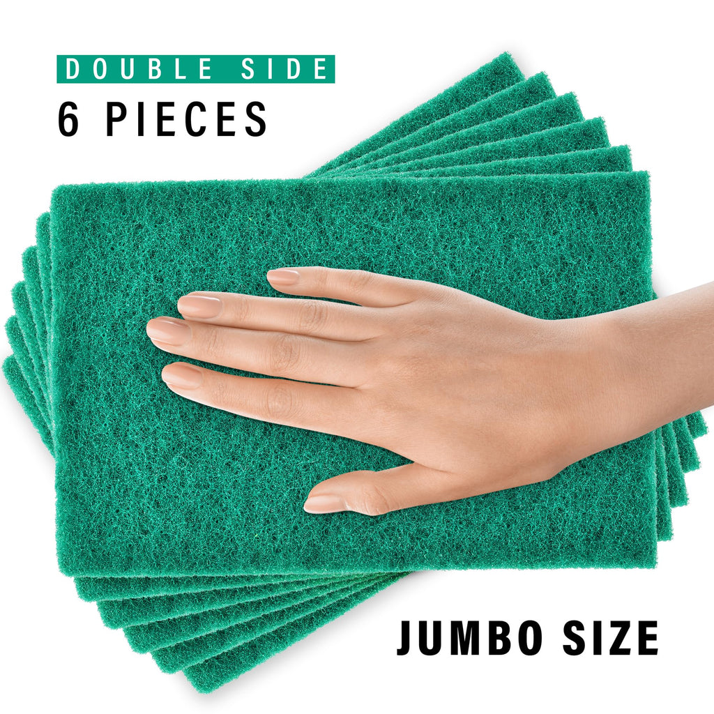 DecorRack 6 X-Large Scouring Pads 9" x 6" Extra Large Dish Pad for Heavy Duty Cleaning, 100% Bigger Than Standard Size (6 Pack)