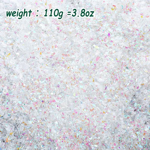 Hungdao Faux Snow Decoration - Sparkly White Glitter Powder for Crafts | 3.8 Ounce Snowflakes Filler