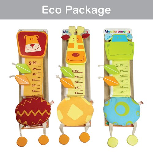 Wood and Fabric Wall Growth Chart, Height Measurement, Scale, Ruler for Kids (Giraffe)