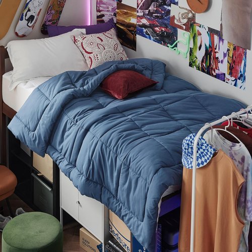 Bedsure Comforter Duvet Insert - All-Season Quilted Twin Bedding Blanket, GentleSoft Down Alternative, Dark Slate Blue, 88 x 68 Inches