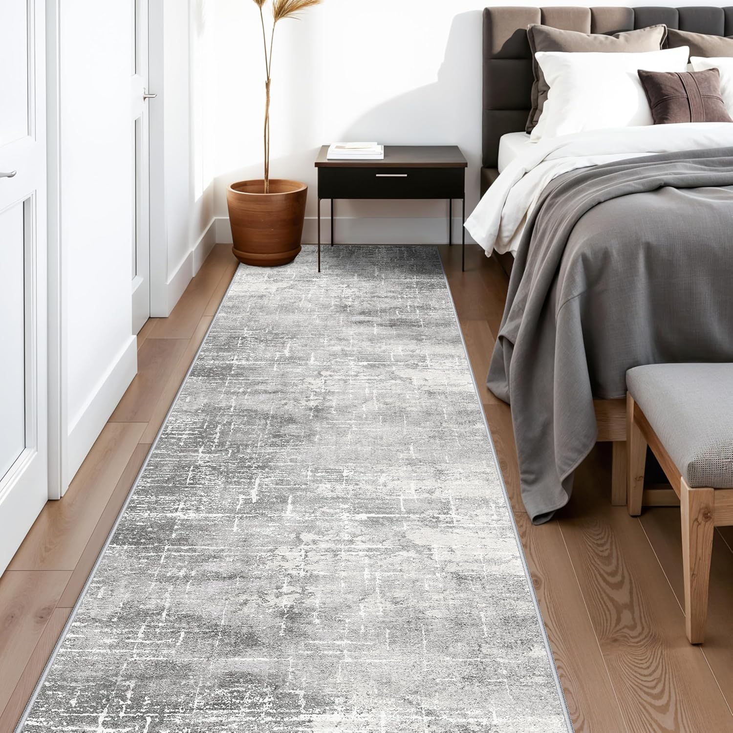Skiennix Washable Long Hallway Runner Rug - Non-Slip Soft Abstract Design | 2'6"x12" for Entryway & Living Room