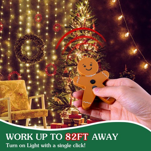 Enhon Wireless Remote Switch for Christmas Tree Lights, Gingerbread Man Wireless Remote for Christmas Tree Lighting Controller On Off Touch(1 Pack)