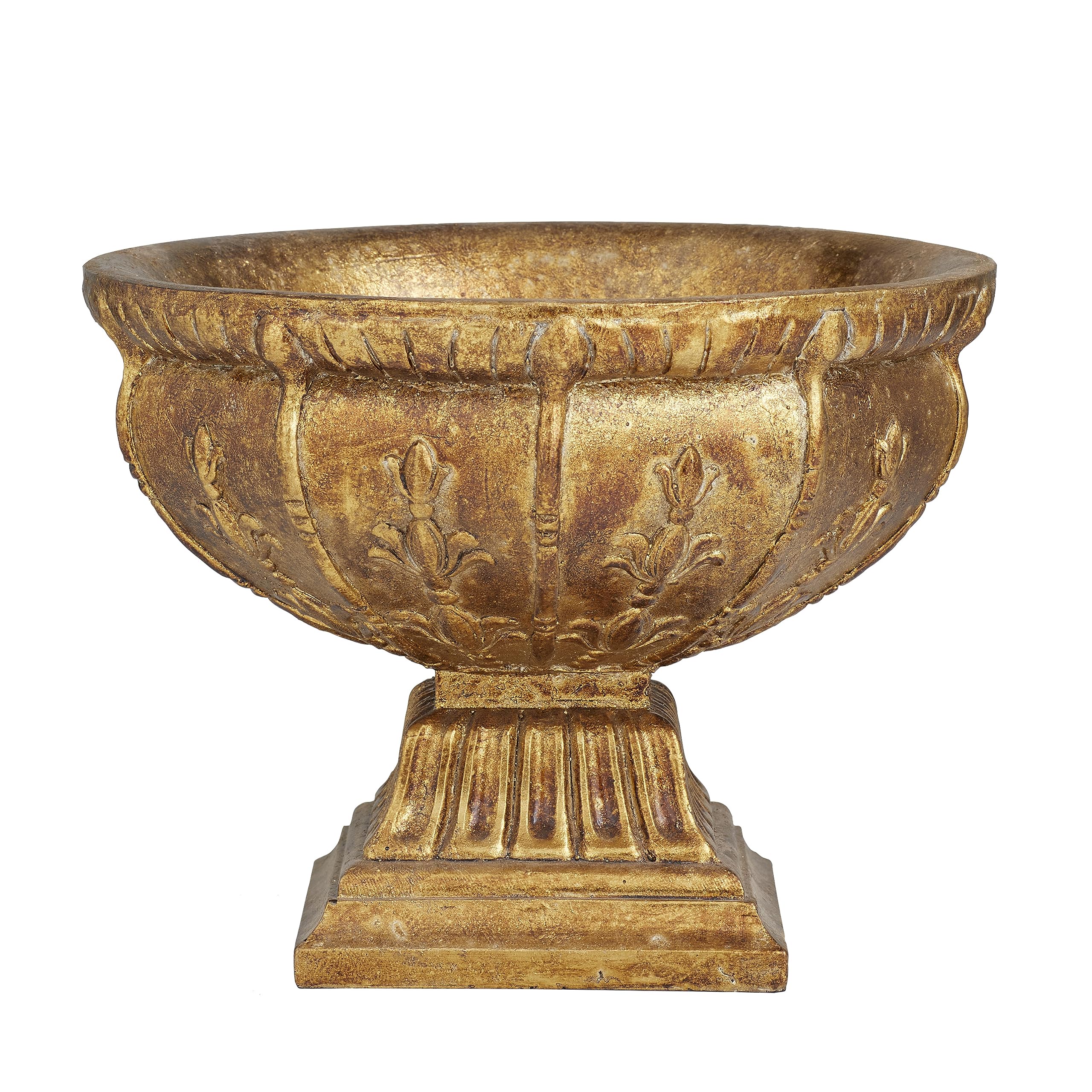 Deco 79 Polystone Decorative Decorative Bowl Ornate Decorative Container, Decorative Keepsake Box 11" x 11" x 9", Gold