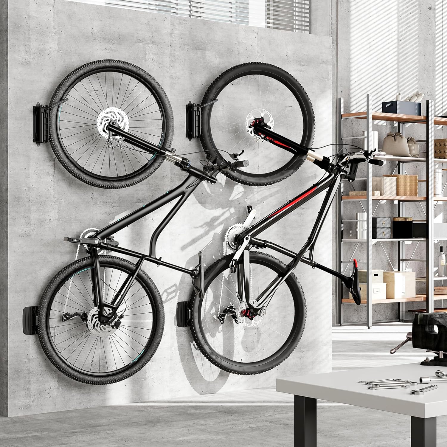 monTEK Swivel Bike Wall Mount - Space-Saving Vertical Bike Rack | Sturdy 66 lbs Capacity, Easy Installation