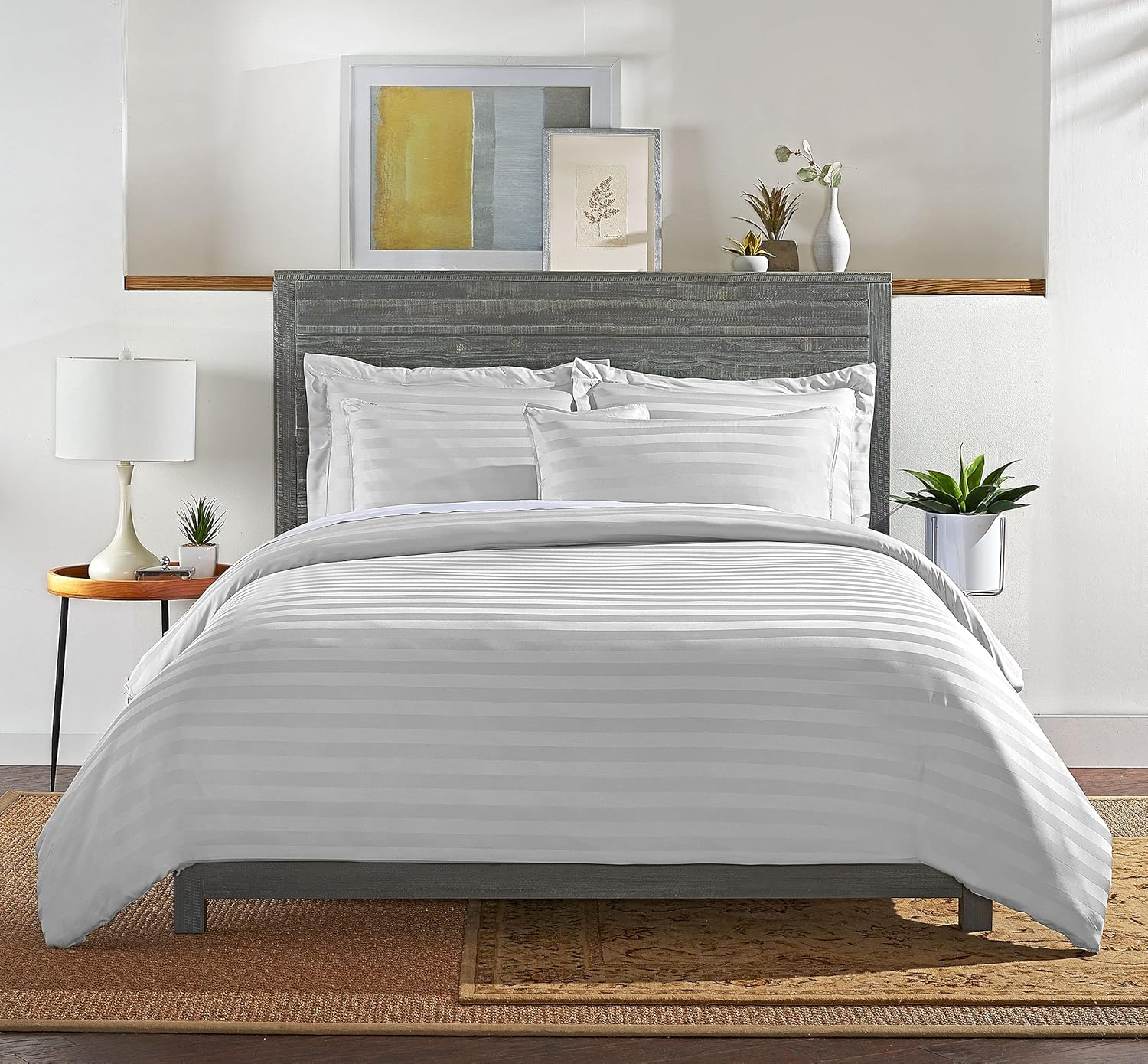 Pure Bamboo King Duvet Cover Set - 100% Organic Viscose, Luxuriously Soft & Cooling | 3 Pieces, Jacquard White