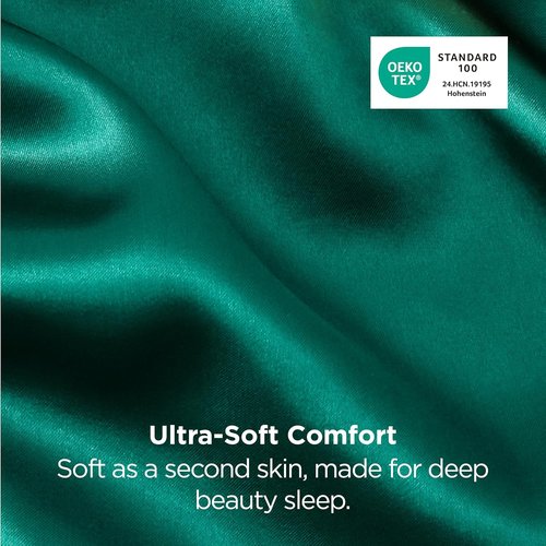 Bedsure King Size Satin Pillowcase Set - Dark Green Pillow Cases for Hair & Skin, 20x36 Inches, 2-Pack
