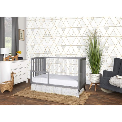 Evolur Acrylic Millennium 4 in 1 Convertible Crib Toddler Rail I Easily Coverts to Toddler Bed & I Acrylic Slats, Pebble Grey (702AC-PG)