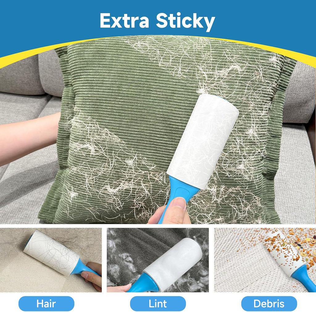 Swihauk Lint Rollers - 600 Sheets Extra Sticky Pet Hair Remover with Ergonomic Handle | Ideal for Clothes, Furniture & Car Seats