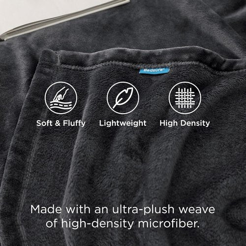 Bedsure GentleSoft Fleece Blanket - Cozy California King Size Charcoal Plush Blanket, 102x96 Inches