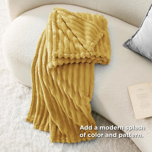 Bedsure GentleSoft Throw Blanket - Super Soft Cozy Yellow Blanket for Couch, 50x70 Inches