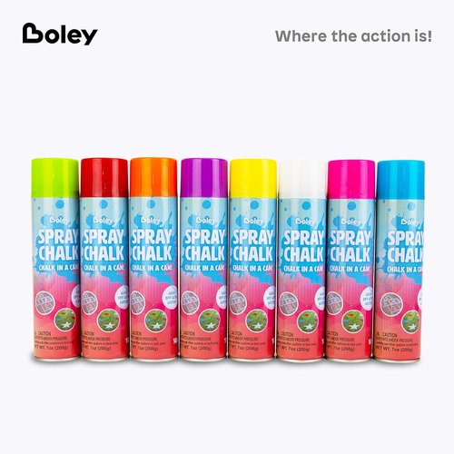 Boley Spray Chalk - Vibrant 8 Pack Washable Chalk Spray Paint, Non-Toxic 7 oz for Outdoor Fun