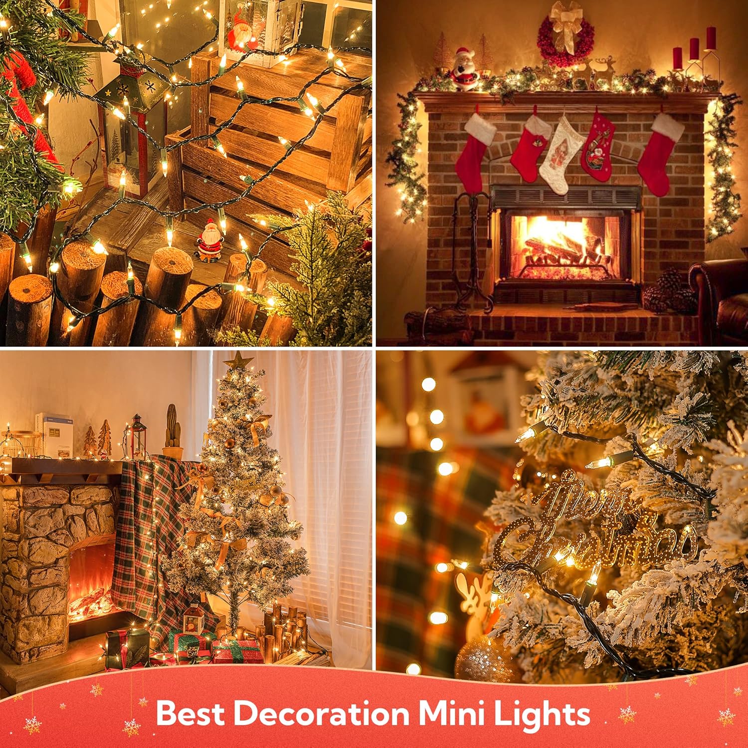 White Christmas Lights - 100 Count Clear Mini Incandescent String Lights for Holiday Decor | 23 Feet