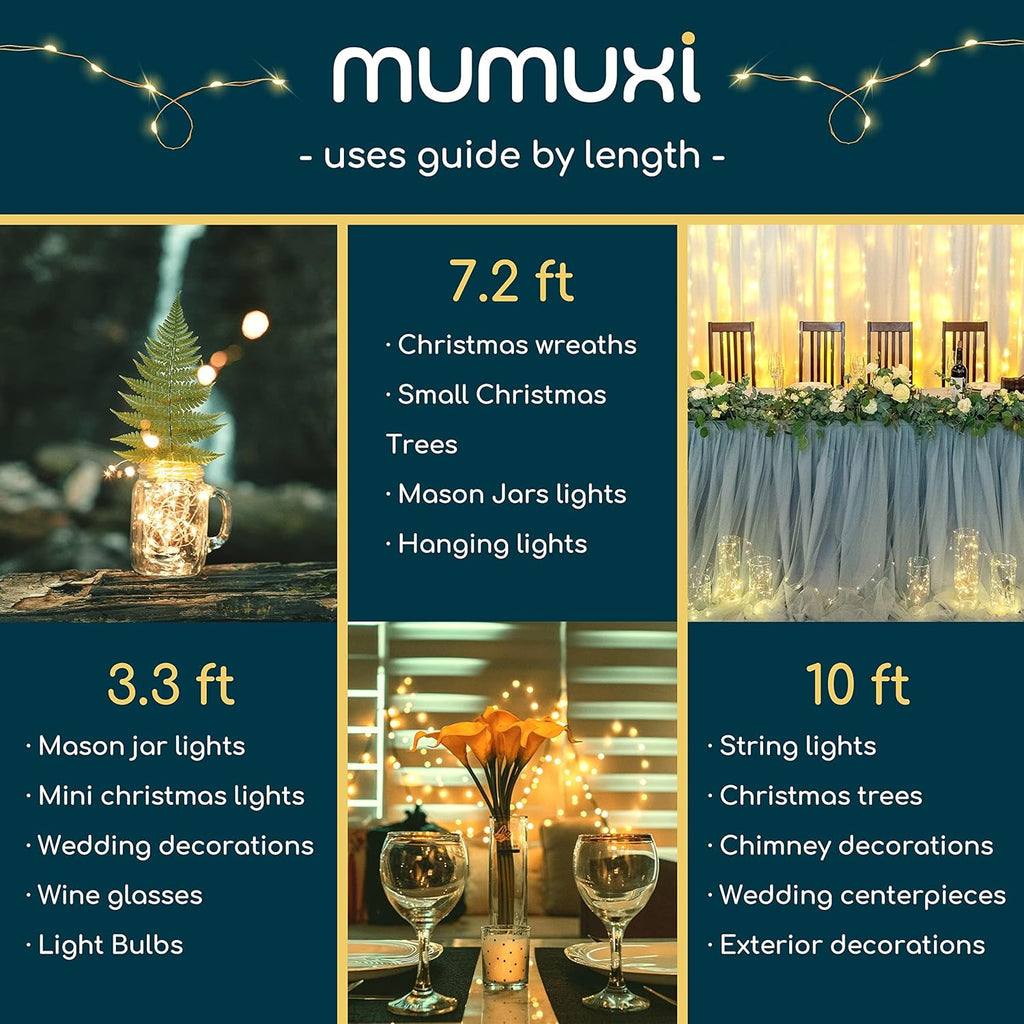 MUMUXI Fairy Lights - 12 Pack 7.2ft Battery Operated String Lights with 20 Mini LEDs | Warm White for Wedding & Home Decor