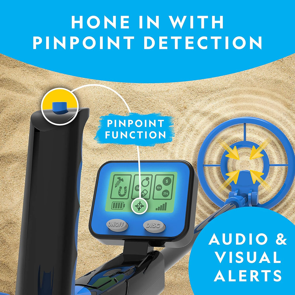 National Geographic Metal Detector for Kids - Waterproof 7.4" Coil, Lightweight with Pinpoint Function & LCD Display