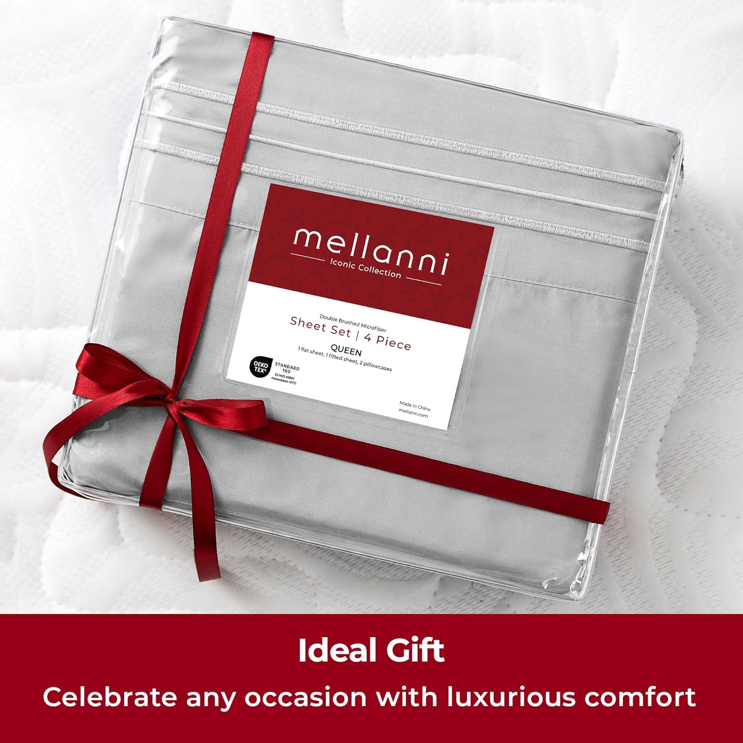 Mellanni Twin Sheets Set - 3 PC Iconic Collection | Hotel Luxury, Extra Soft & Cooling - Light Gray