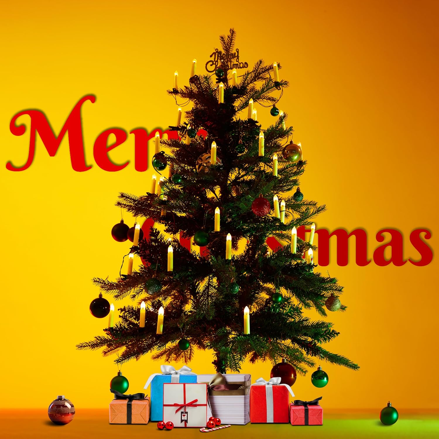 Skiennix 50 Pcs Flameless Christmas Candle Lights - 3 Color & 11 Mode Remote Control | 3D Flickering LED for Trees & Weddings