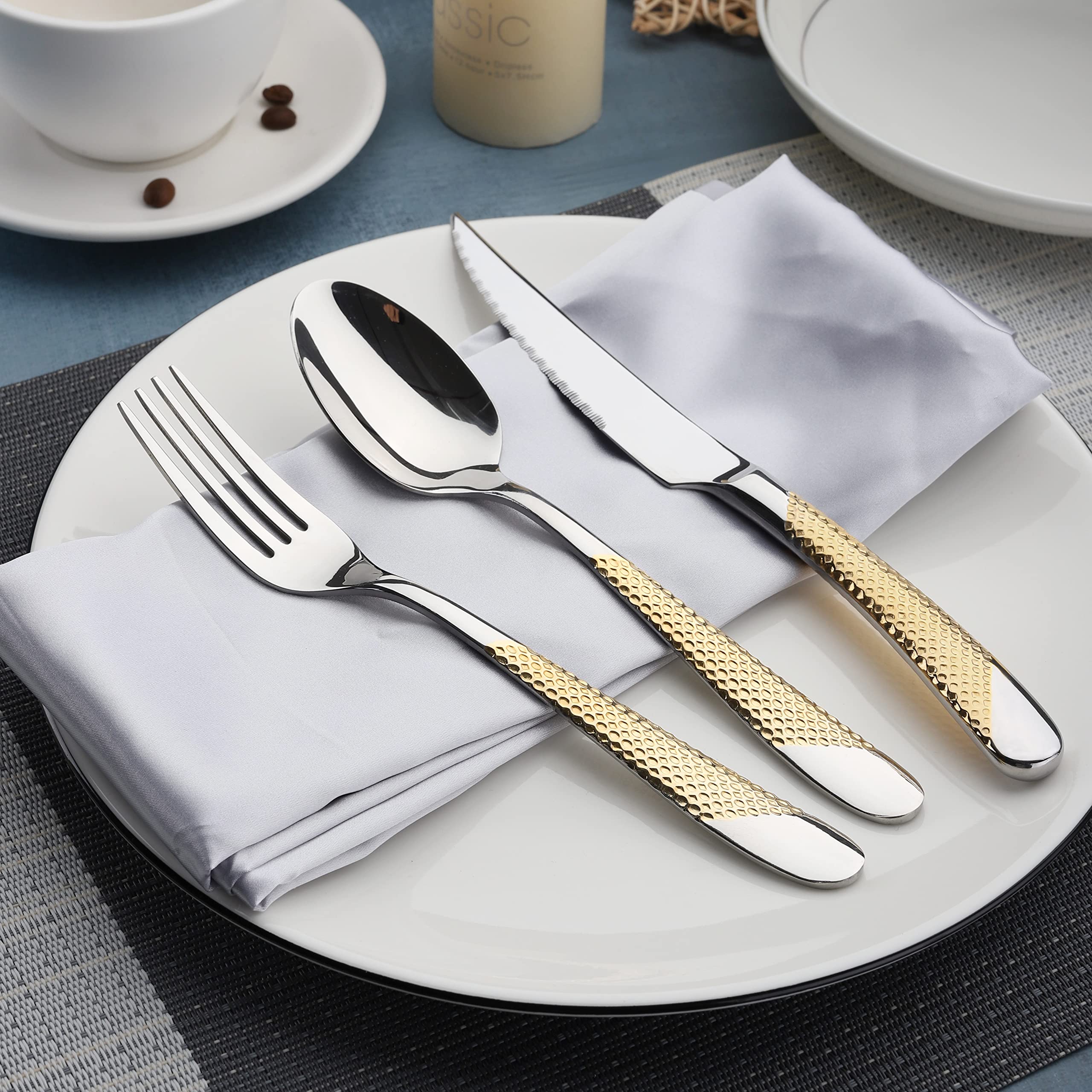 Silverware Set of 30 Stainless Steel Flatware Set Service for 6 Includes Knives Spoons Forks Kitchen Utensil Cutlery Sets For Home Kitchen Hotel