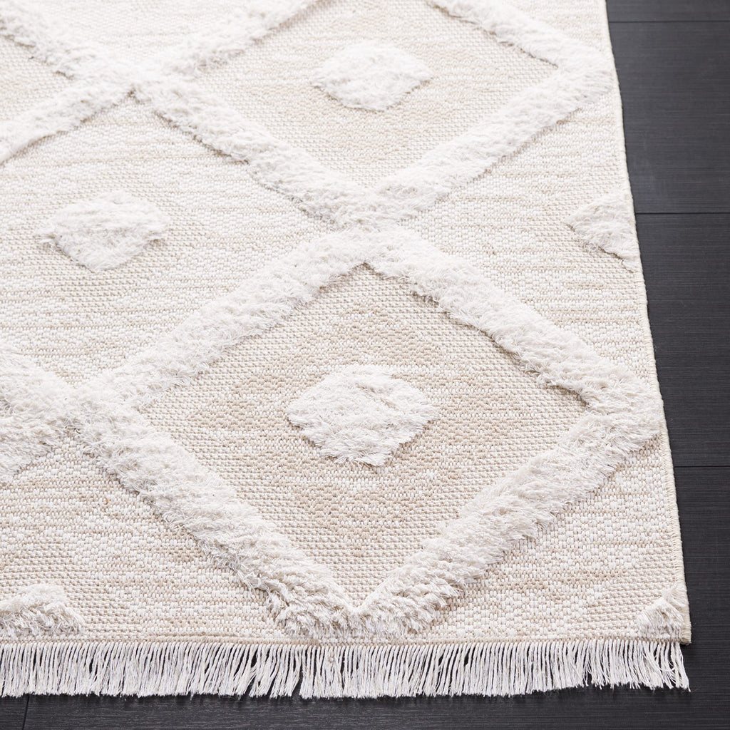 SAFAVIEH Augustine Collection Runner Rug - 2' x 9', Beige & Ivory, Moroccan Trellis Boho Rustic Fringe Design, Non-Shedding & Easy Care, Ideal for High Traffic Areas in Living Room, Bedroom (AGT730B)
