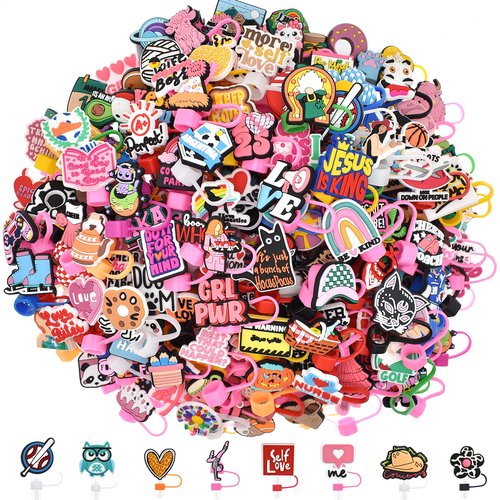 1000 PCS Random Different Straw Cover Cap for Stanley Cup,Straw Topper Compatible for 30 and 40 Oz Tumbler with Handle,10 mm 0.4 in Reusable Straw Tips Lids,Straw Tip Covers for Party Decor