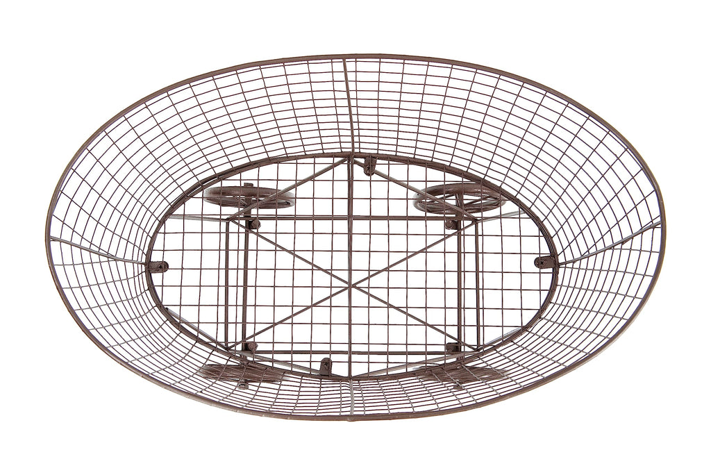 Creative Co-Op Vintage Reproduction Metal Laundry Basket on Wheels, Rust