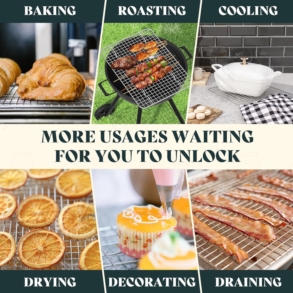 Skiennix Cooling Rack - Premium Heavy-Duty Stainless Steel Oven Safe Baking Rack | 8.5"x12" Fits Quarter Sheet Pan