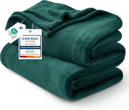 Bedsure GentleSoft Fleece Bed Blanket - Oversized Cozy Microfiber in Forest Green, 120x120 Inches