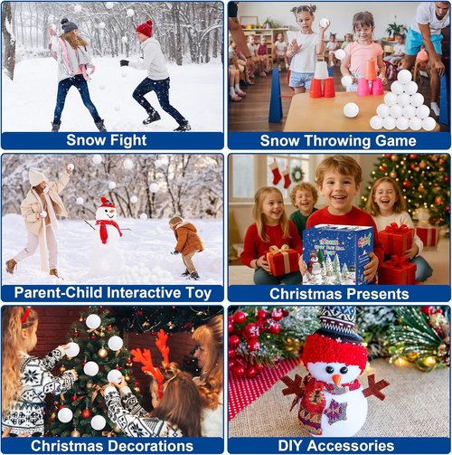 Homiar 400-Pack Plush Snow Balls for Kids | Soft Indoor & Outdoor Winter Play Toys