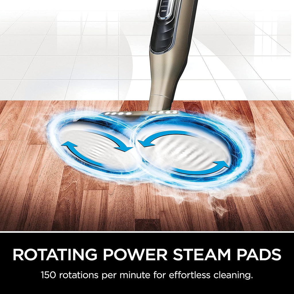 Shark S7001 Mop - Scrub & Sanitize Hard Floors with 4 Washable Pads | 3 Steam Modes & LED Headlights, Gold
