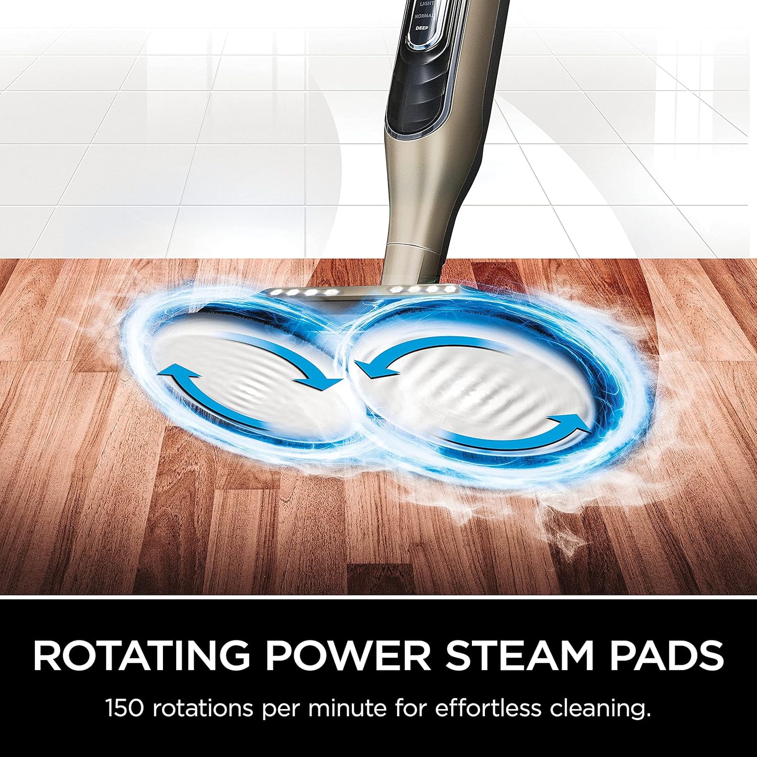 Shark S7001 Mop - Scrub & Sanitize Hard Floors with 4 Washable Pads | 3 Steam Modes & LED Headlights, Gold