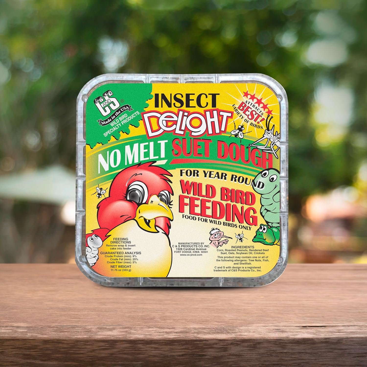C&S Insect Delight Suet Cakes - No Melt Formula for Wild Birds | 11.75 Ounces, Pack of 8