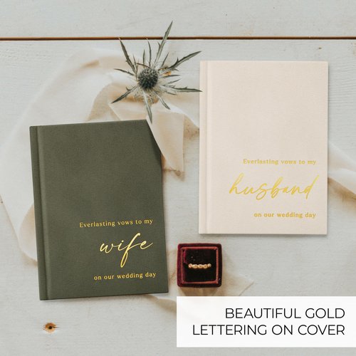 Elegant Velvet Wedding Vow Books With Gold Foil Lettering - Perfectly Sized His and Hers Vow Books With Plenty Of Pages To Write Whatever is on Your Heart - A Beautiful Addition For The Wedding Day