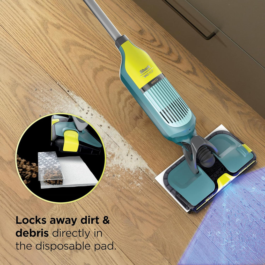 Shark VACMOP Cordless Hard Floor Cleaner - Powerful Suction & Illumination Light | Includes 4 Pads & 12oz Pet Solution