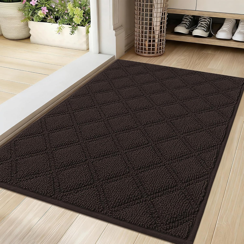 BEQHAUSE Dirt Trapper Door Mat - Non-Slip, Washable, Absorbent Entrance Mat | 20" x 32", Brown