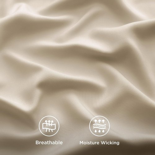 Bedsure King Size Cooling Sheet Set - Breathable Rayon from Bamboo, Deep Pocket Up to 16", Luxurious Beige