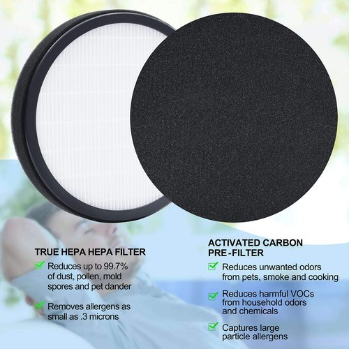 Flintar Halo Replacement Filter, Compatible with Pure Enrichment PureZone Halo Air Purifier PEAIRDSK, 2-in-1 Filter Set, 2-Pack