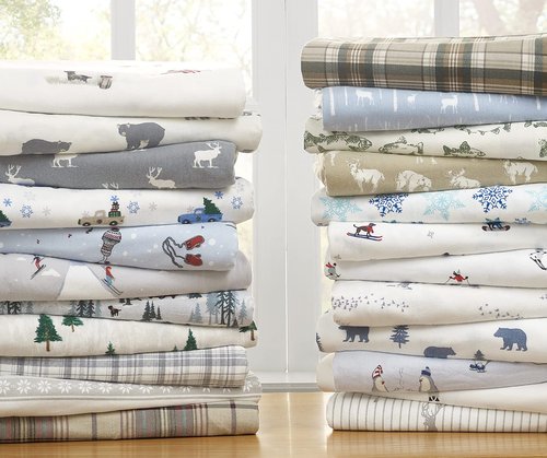 Eddie Bauer - Flannel Sheets Queen Size, Anti-Pilling & Wrinkle Resistant Cotton, Touchably Soft for All-Season Comfort - Bed Sheets with Matching Pillowcases & Fitted Sheet (Montlake Plaid Red)