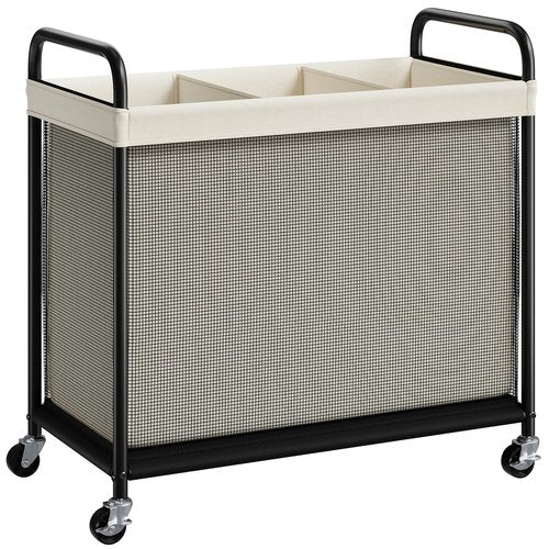 ELYKEN Laundry Hamper 3 Section, 120L Rolling Laundry Sorter with Removable Liner Bag, Laundry Basket with Wheels, Steel Frame with Metal Handle, Clothes Hamper Cart for Laundry Room & Bedroom