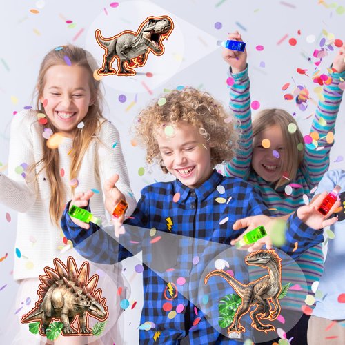 24PCS Jurassic Dinosaur Party Favors-LED Finger Lights：Glow-in-the-Dark Light-Up Toys Bulk for Kids,Jungle Dino Theme Birthday Party Decorations Supplies, Party Goodie Bags, Classroom Prizes Gifts