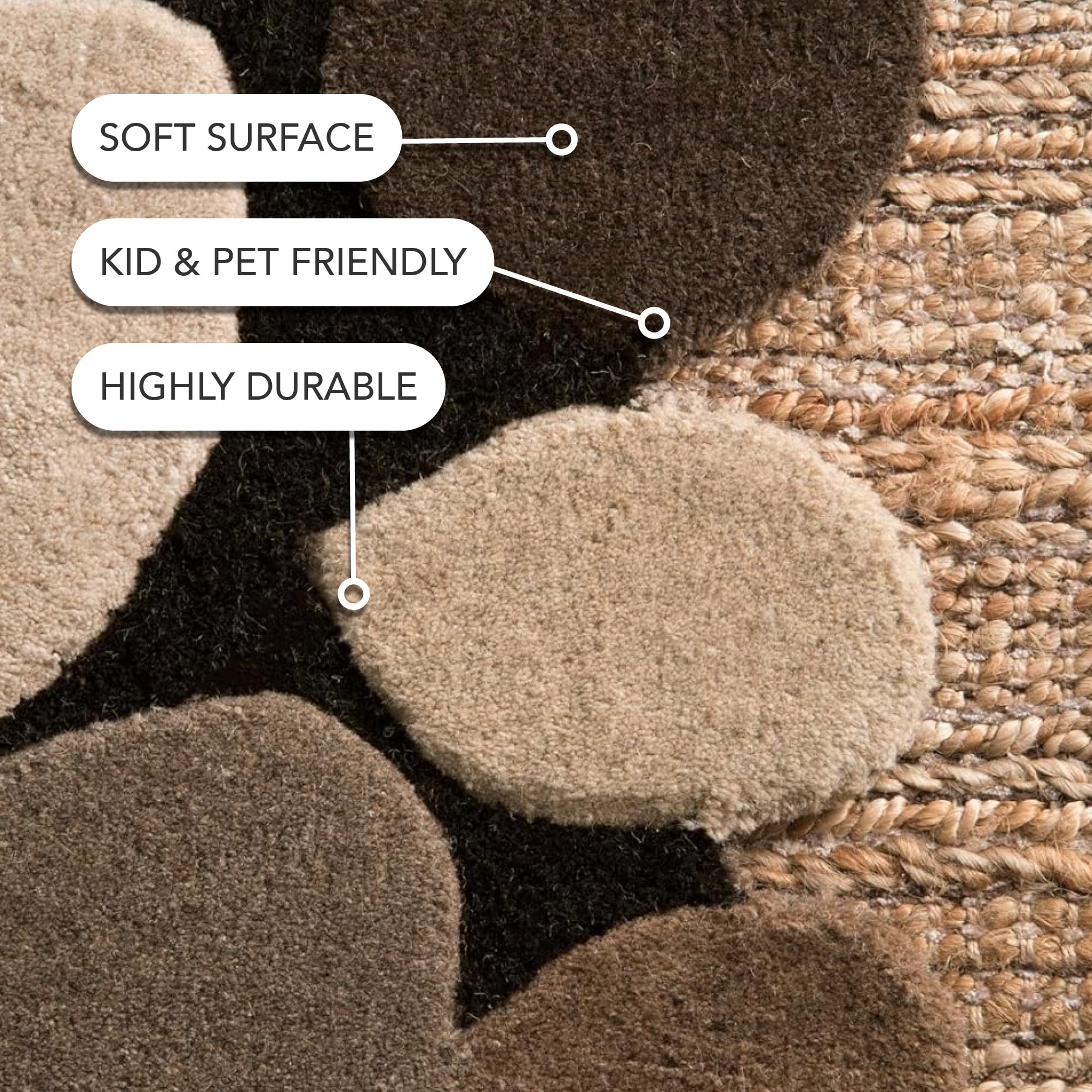 Nuloom Pebbles Natural/Beige, 2' x 3', Handmade, Polka Dot, Wool, Soft and Cozy, High Traffic, Stain Resistant, Easy Clean, Durable Runner for Bedroom, Living Room, Dining, Den, Foyer, Entryway