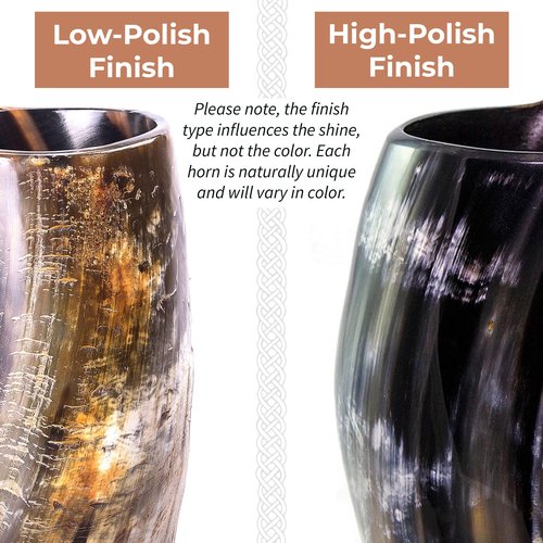 Norse Tradesman Genuine 12" Ox-Horn Viking Drinking Horn with Antique Brass Rim & Wolf Tip, Brown Leather Belt Holster, Fitted Stand & Burlap Gift Sack - The Fenrir, 12-Inches, High Polish