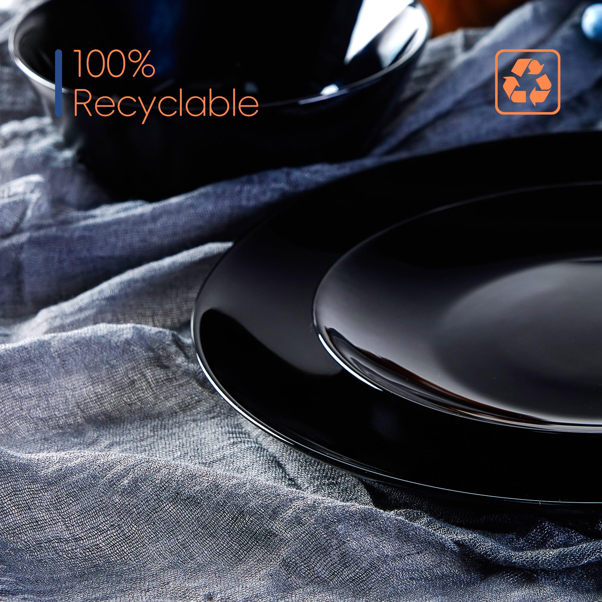 Dinnerware Sets for 6, LaGlint 18 Pieces Opal Glass Plates and Bowls Set, Dishwasher and Microwave Safe Dish Dinning Ware, Chip and Scratch Resistant Dishware Black